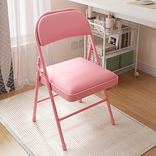 VZXATYOP Klappstühle mit gepolsterten Sitzen, tragbarer stapelbarer kommerzieller Sitz, Hocker mit dickem Kissen for Veranstaltungen Büro Hochzeitsfeier(Pink) von VZXATYOP