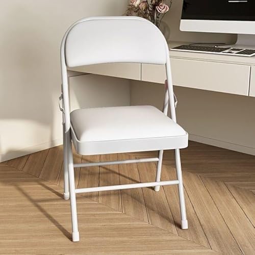 VZXATYOP Klappstühle mit gepolsterten Sitzen, tragbarer stapelbarer kommerzieller Sitz, Hocker mit dickem Kissen for Veranstaltungen Büro Hochzeitsfeier(White) von VZXATYOP