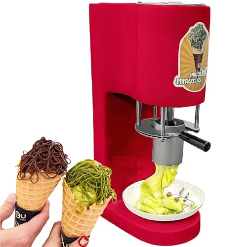 VZXATYOP Kommerzielle Elektrische Spaghetti-Eispresse Eismaschine Aus Edelstahl for Arbeitsplatte Mit 4 Formen for Dessertläden Und Restaurants(Red) von VZXATYOP
