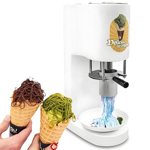 VZXATYOP Kommerzielle Elektrische Spaghetti-Eispresse Eismaschine Aus Edelstahl for Arbeitsplatte Mit 4 Formen for Dessertläden Und Restaurants(White) von VZXATYOP