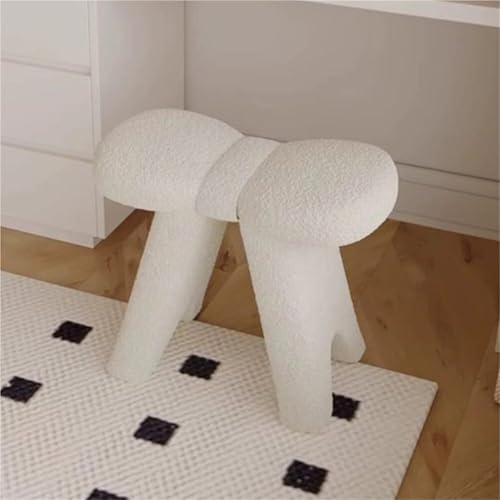 VZXATYOP Kreativer Schminkhocker Mit Schmetterlingen Und Massivholzstruktur Einfacher Schminkhocker Mit Kissen for Schminktisch Im Wohnzimmer Schlafzimmer(Beige) von VZXATYOP