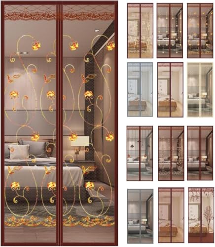 VZXATYOP Magnetische Fliegengittertür Mit Automatisch Schließendem Design Haustier Kindersicher Strapazierfähiger Netzvorhang Mit Verstärktem Rahmen (einfache Installation)(Gold,37.4x78.7in) von VZXATYOP