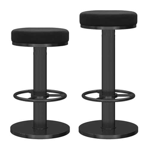 VZXATYOP Moderne, verstellbare Barstühle 2er-Set mit Samt gepolsterte Barhocker mit schwarzem Fuß for Esszimmer Hausbar Kücheninsel(Black) von VZXATYOP