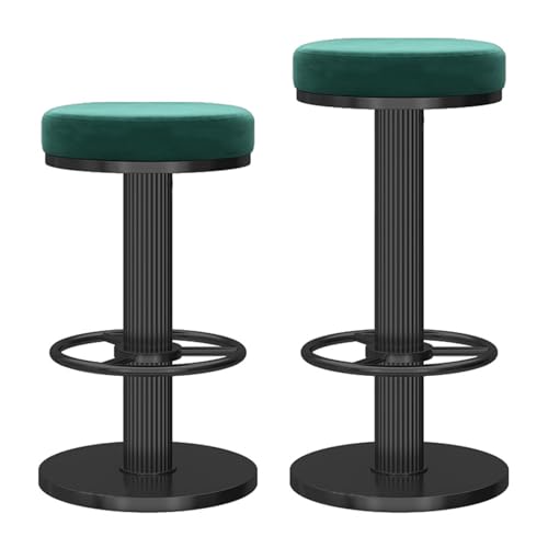 VZXATYOP Moderne, verstellbare Barstühle 2er-Set mit Samt gepolsterte Barhocker mit schwarzem Fuß for Esszimmer Hausbar Kücheninsel(Green) von VZXATYOP