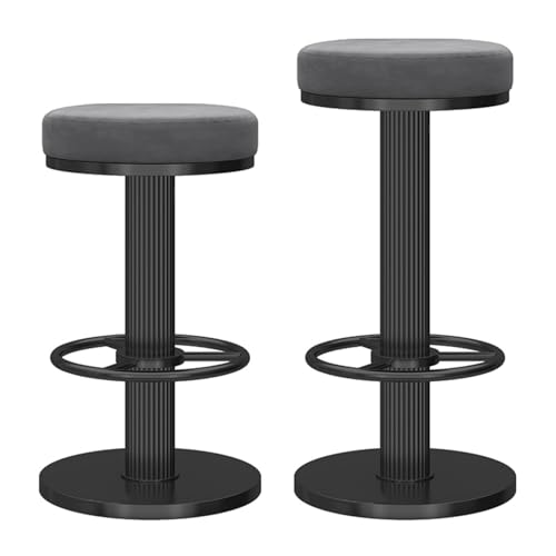 VZXATYOP Moderne, verstellbare Barstühle 2er-Set mit Samt gepolsterte Barhocker mit schwarzem Fuß for Esszimmer Hausbar Kücheninsel(Grey) von VZXATYOP