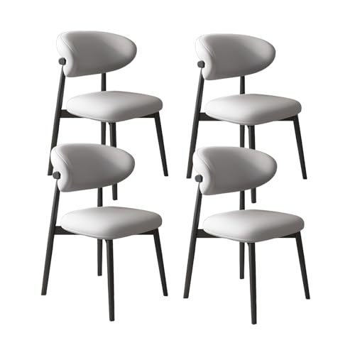 VZXATYOP Moderne Esszimmerstühle for Die Küche Mit Dicken Kissen Gepolsterte Bequeme Stühle Mit Beinen Aus Massivholz for Essbereich Im Wohnzimmer(Light Gray+Black Legs,Set of 4) von VZXATYOP