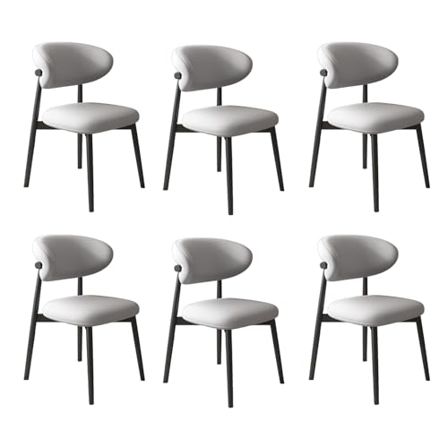VZXATYOP Moderne Esszimmerstühle for Die Küche Mit Dicken Kissen Gepolsterte Bequeme Stühle Mit Beinen Aus Massivholz for Essbereich Im Wohnzimmer(Light Gray+Black Legs,Set of 6) von VZXATYOP
