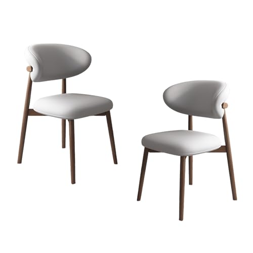 VZXATYOP Moderne Esszimmerstühle for Die Küche Mit Dicken Kissen Gepolsterte Bequeme Stühle Mit Beinen Aus Massivholz for Essbereich Im Wohnzimmer(Light Gray+Dark Walnut Legs,Set of 2) von VZXATYOP
