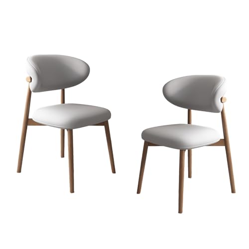 VZXATYOP Moderne Esszimmerstühle for Die Küche Mit Dicken Kissen Gepolsterte Bequeme Stühle Mit Beinen Aus Massivholz for Essbereich Im Wohnzimmer(Light Gray+Light Walnut Legs,Set of 2) von VZXATYOP
