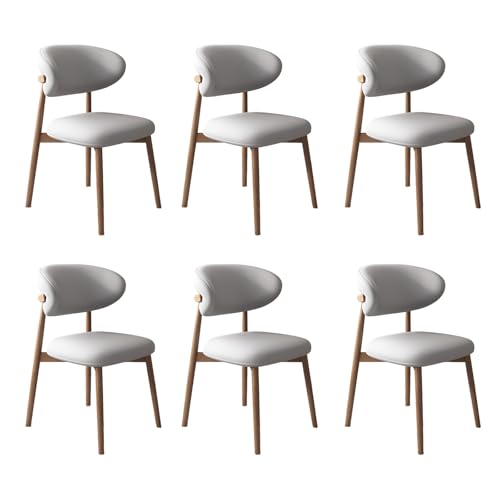 VZXATYOP Moderne Esszimmerstühle for Die Küche Mit Dicken Kissen Gepolsterte Bequeme Stühle Mit Beinen Aus Massivholz for Essbereich Im Wohnzimmer(Light Gray+Light Walnut Legs,Set of 6) von VZXATYOP