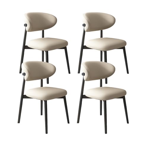 VZXATYOP Moderne Esszimmerstühle for Die Küche Mit Dicken Kissen Gepolsterte Bequeme Stühle Mit Beinen Aus Massivholz for Essbereich Im Wohnzimmer(Light Khaki+Black Legs,Set of 4) von VZXATYOP