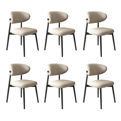 VZXATYOP Moderne Esszimmerstühle for Die Küche Mit Dicken Kissen Gepolsterte Bequeme Stühle Mit Beinen Aus Massivholz for Essbereich Im Wohnzimmer(Light Khaki+Black Legs,Set of 6) von VZXATYOP