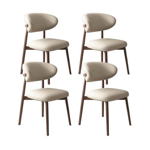 VZXATYOP Moderne Esszimmerstühle for Die Küche Mit Dicken Kissen Gepolsterte Bequeme Stühle Mit Beinen Aus Massivholz for Essbereich Im Wohnzimmer(Light Khaki+Dark Walnut Legs,Set of 4) von VZXATYOP