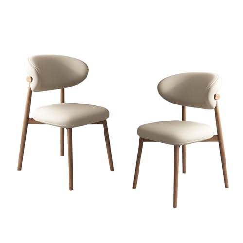 VZXATYOP Moderne Esszimmerstühle for Die Küche Mit Dicken Kissen Gepolsterte Bequeme Stühle Mit Beinen Aus Massivholz for Essbereich Im Wohnzimmer(Light Khaki+Light Walnut Legs,Set of 2) von VZXATYOP