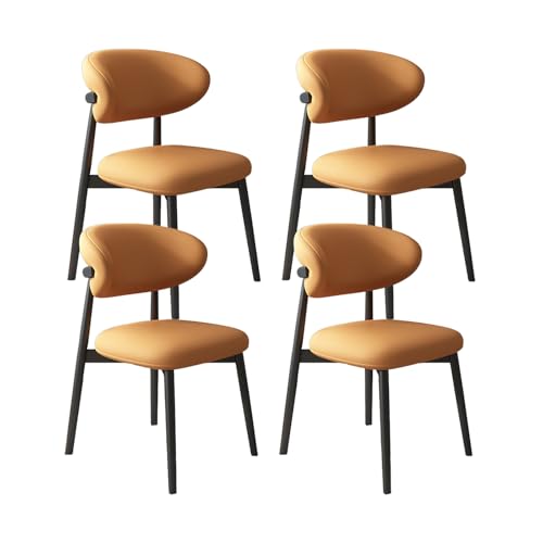 VZXATYOP Moderne Esszimmerstühle for Die Küche Mit Dicken Kissen Gepolsterte Bequeme Stühle Mit Beinen Aus Massivholz for Essbereich Im Wohnzimmer(Orange+Black Legs,Set of 4) von VZXATYOP