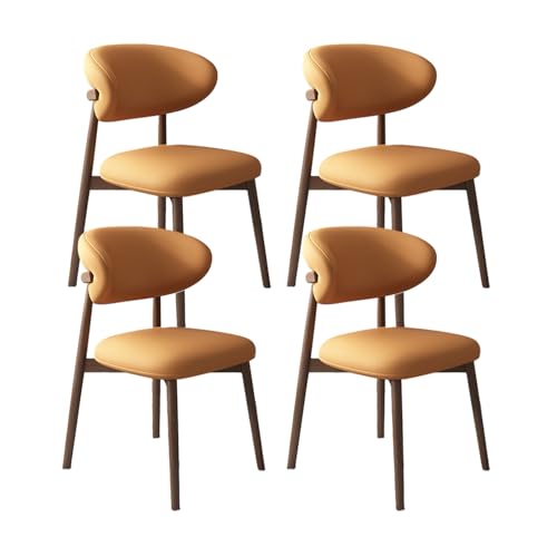 VZXATYOP Moderne Esszimmerstühle for Die Küche Mit Dicken Kissen Gepolsterte Bequeme Stühle Mit Beinen Aus Massivholz for Essbereich Im Wohnzimmer(Orange+Dark Walnut Legs,Set of 4) von VZXATYOP