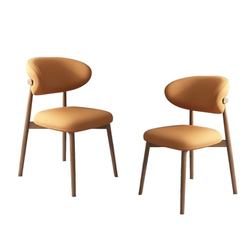 VZXATYOP Moderne Esszimmerstühle for Die Küche Mit Dicken Kissen Gepolsterte Bequeme Stühle Mit Beinen Aus Massivholz for Essbereich Im Wohnzimmer(Orange+Light Walnut Legs,Set of 2) von VZXATYOP