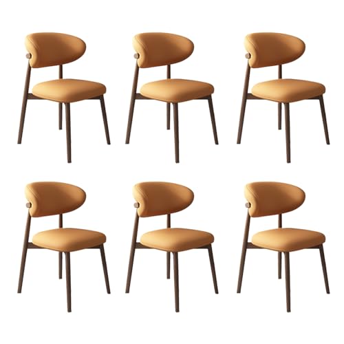 VZXATYOP Moderne Esszimmerstühle for Die Küche Mit Dicken Kissen Gepolsterte Bequeme Stühle Mit Beinen Aus Massivholz for Essbereich Im Wohnzimmer(Orange+Light Walnut Legs,Set of 6) von VZXATYOP