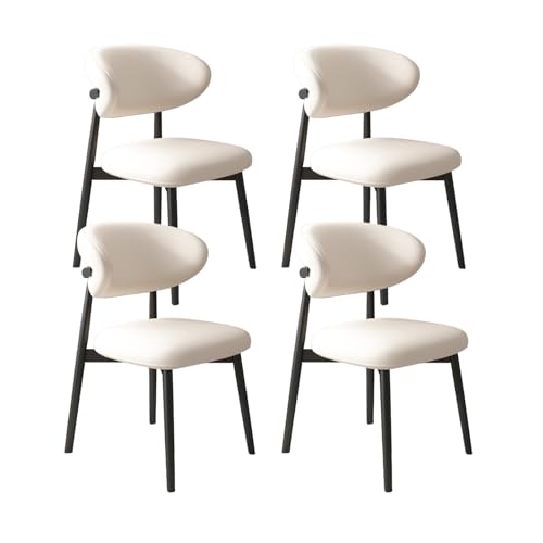 VZXATYOP Moderne Esszimmerstühle for Die Küche Mit Dicken Kissen Gepolsterte Bequeme Stühle Mit Beinen Aus Massivholz for Essbereich Im Wohnzimmer(White+Black Legs,Set of 4) von VZXATYOP