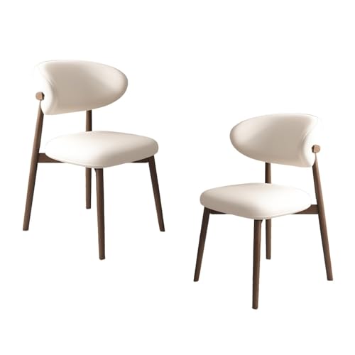 VZXATYOP Moderne Esszimmerstühle for Die Küche Mit Dicken Kissen Gepolsterte Bequeme Stühle Mit Beinen Aus Massivholz for Essbereich Im Wohnzimmer(White+Dark Walnut Legs,Set of 2) von VZXATYOP