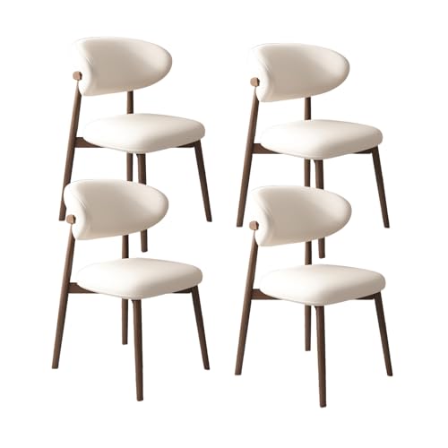 VZXATYOP Moderne Esszimmerstühle for Die Küche Mit Dicken Kissen Gepolsterte Bequeme Stühle Mit Beinen Aus Massivholz for Essbereich Im Wohnzimmer(White+Dark Walnut Legs,Set of 4) von VZXATYOP