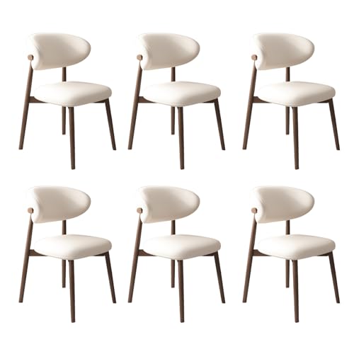 VZXATYOP Moderne Esszimmerstühle for Die Küche Mit Dicken Kissen Gepolsterte Bequeme Stühle Mit Beinen Aus Massivholz for Essbereich Im Wohnzimmer(White+Dark Walnut Legs,Set of 6) von VZXATYOP