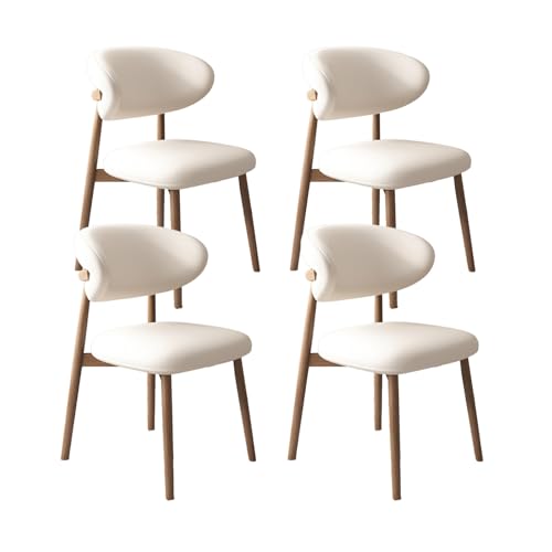 VZXATYOP Moderne Esszimmerstühle for Die Küche Mit Dicken Kissen Gepolsterte Bequeme Stühle Mit Beinen Aus Massivholz for Essbereich Im Wohnzimmer(White+Light Walnut Legs,Set of 4) von VZXATYOP