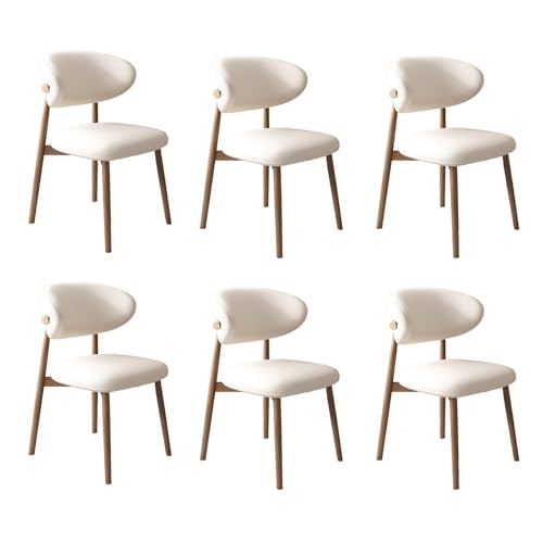 VZXATYOP Moderne Esszimmerstühle for Die Küche Mit Dicken Kissen Gepolsterte Bequeme Stühle Mit Beinen Aus Massivholz for Essbereich Im Wohnzimmer(White+Light Walnut Legs,Set of 6) von VZXATYOP