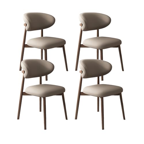 VZXATYOP Moderne Esszimmerstühle mit dicken Plüschsitzkissen, stabilen Beinen aus Massivholz gepolstert und bequem for Alltag im Wohnzimmer(Dark Khaki+Dark Walnut Legs,Set of 4) von VZXATYOP