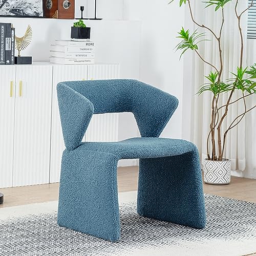 VZXATYOP Moderner Boucle-Sherpa-Akzentstuhl Armlehnstuhl aus Lammstoff bequemer getufteter Freizeit-Einzelsofastuhl for Lesen Schlafzimmer Büro Wohnzimmer(Blue) von VZXATYOP
