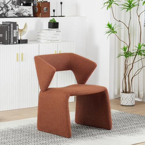 VZXATYOP Moderner Boucle-Sherpa-Akzentstuhl Armlehnstuhl aus Lammstoff bequemer getufteter Freizeit-Einzelsofastuhl for Lesen Schlafzimmer Büro Wohnzimmer(Brown) von VZXATYOP