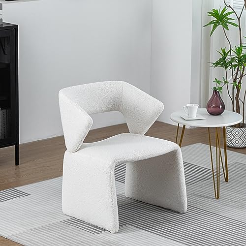 VZXATYOP Moderner Boucle-Sherpa-Akzentstuhl Armlehnstuhl aus Lammstoff bequemer getufteter Freizeit-Einzelsofastuhl for Lesen Schlafzimmer Büro Wohnzimmer(White) von VZXATYOP