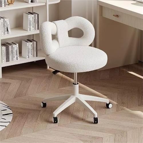 VZXATYOP Moderner Schminkstuhl mit Rollen Rollstuhl mit niedlicher Schmetterlings-Rückenlehne Schminkstuhl bequemer Akzentstuhl for Wohnzimmer Schlafzimmer höhenverstellbar(White) von VZXATYOP