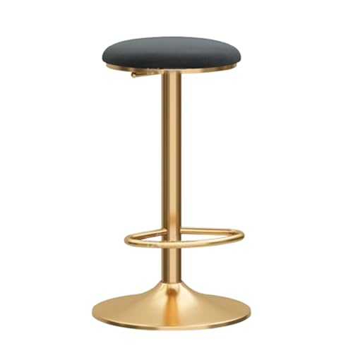 VZXATYOP Moderner drehbarer Barhocker verstellbar 65–80 cm runder Barstuhl aus Metall mit Fußstützenbeinen samtgepolsterter Höhenhocker for Wohnzimmer und Esszimmer(Black) von VZXATYOP