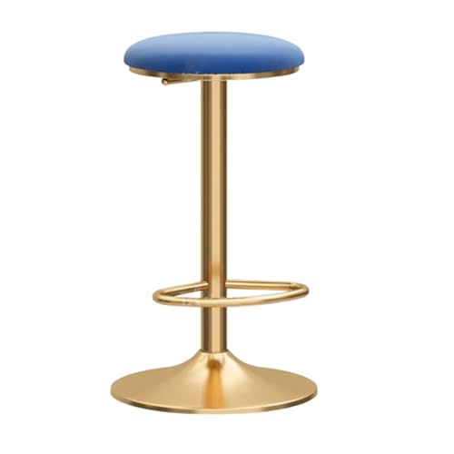 VZXATYOP Moderner drehbarer Barhocker verstellbar 65–80 cm runder Barstuhl aus Metall mit Fußstützenbeinen samtgepolsterter Höhenhocker for Wohnzimmer und Esszimmer(Blue) von VZXATYOP