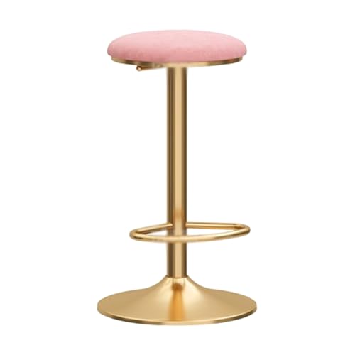 VZXATYOP Moderner drehbarer Barhocker verstellbar 65–80 cm runder Barstuhl aus Metall mit Fußstützenbeinen samtgepolsterter Höhenhocker for Wohnzimmer und Esszimmer(Pink) von VZXATYOP