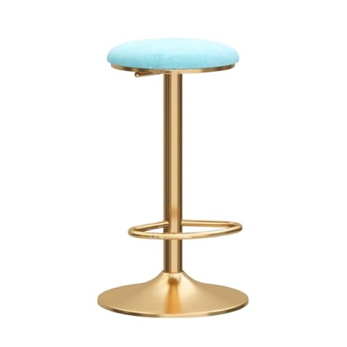 VZXATYOP Moderner drehbarer Barhocker verstellbar 65–80 cm runder Barstuhl aus Metall mit Fußstützenbeinen samtgepolsterter Höhenhocker for Wohnzimmer und Esszimmer(Sky Blue) von VZXATYOP