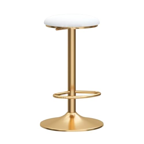 VZXATYOP Moderner drehbarer Barhocker verstellbar 65–80 cm runder Barstuhl aus Metall mit Fußstützenbeinen samtgepolsterter Höhenhocker for Wohnzimmer und Esszimmer(White) von VZXATYOP