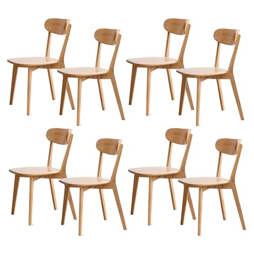 VZXATYOP Modernes Esszimmerstuhl-Set Aus Massivholz Küchen Und Esszimmerstuhl Mit Gepolstertem Kissen Und Sitzbezug Gebogener Rückenlehne 100% Nordamerikanisches Eichenholz(Natural,Set of 8) von VZXATYOP