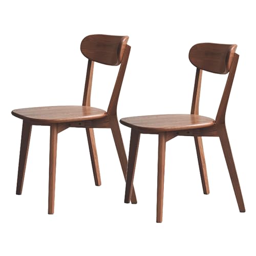 VZXATYOP Modernes Esszimmerstuhl-Set Aus Massivholz Küchen Und Esszimmerstuhl Mit Gepolstertem Kissen Und Sitzbezug Gebogener Rückenlehne 100% Nordamerikanisches Eichenholz(Walnut,Set of 2) von VZXATYOP