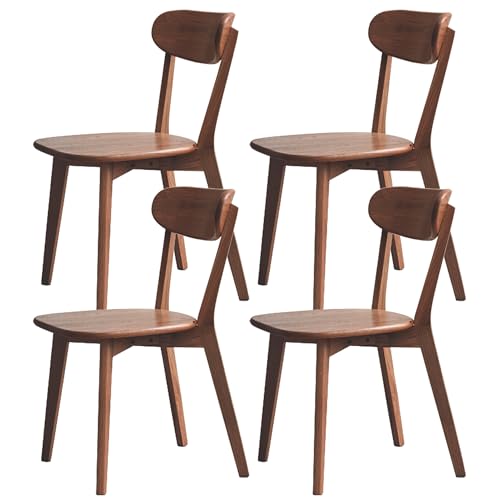 VZXATYOP Modernes Esszimmerstuhl-Set Aus Massivholz Küchen Und Esszimmerstuhl Mit Gepolstertem Kissen Und Sitzbezug Gebogener Rückenlehne 100% Nordamerikanisches Eichenholz(Walnut,Set of 4) von VZXATYOP