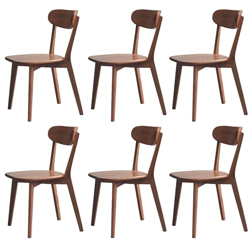 VZXATYOP Modernes Esszimmerstuhl-Set Aus Massivholz Küchen Und Esszimmerstuhl Mit Gepolstertem Kissen Und Sitzbezug Gebogener Rückenlehne 100% Nordamerikanisches Eichenholz(Walnut,Set of 6) von VZXATYOP