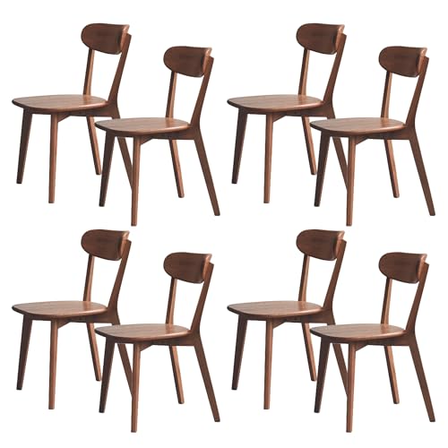VZXATYOP Modernes Esszimmerstuhl-Set Aus Massivholz Küchen Und Esszimmerstuhl Mit Gepolstertem Kissen Und Sitzbezug Gebogener Rückenlehne 100% Nordamerikanisches Eichenholz(Walnut,Set of 8) von VZXATYOP