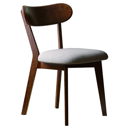 VZXATYOP Modernes Esszimmerstuhl-Set Aus Massivholz Küchen Und Esszimmerstuhl Mit Gepolstertem Kissen Und Sitzbezug Gebogener Rückenlehne 100% Nordamerikanisches Eichenholz(Walnut-Grey,Set of 1) von VZXATYOP