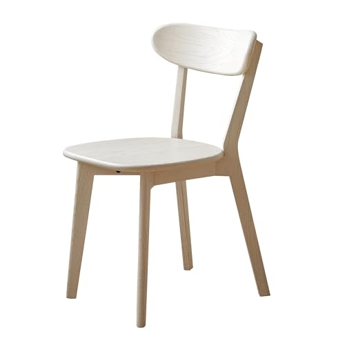 VZXATYOP Modernes Esszimmerstuhl-Set Aus Massivholz Küchen Und Esszimmerstuhl Mit Gepolstertem Kissen Und Sitzbezug Gebogener Rückenlehne 100% Nordamerikanisches Eichenholz(White,Set of 1) von VZXATYOP