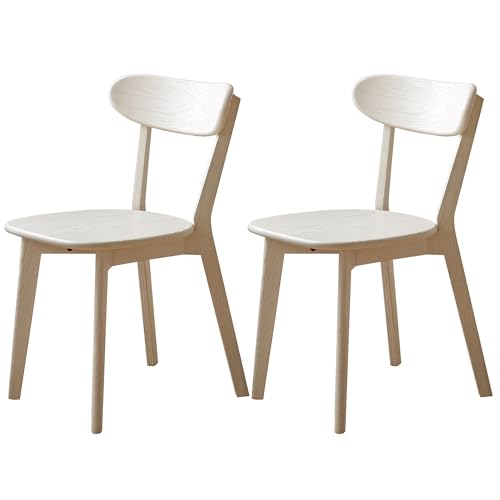 VZXATYOP Modernes Esszimmerstuhl-Set Aus Massivholz Küchen Und Esszimmerstuhl Mit Gepolstertem Kissen Und Sitzbezug Gebogener Rückenlehne 100% Nordamerikanisches Eichenholz(White,Set of 2) von VZXATYOP