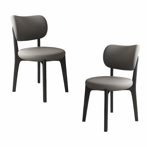VZXATYOP Modernes Esszimmerstuhl-Set Mit Dicken Kissen, Küchen-Esszimmerstühle Mit Holzbeinen for Wohnzimmer(Dark Gray+Black Legs,Set of 2) von VZXATYOP