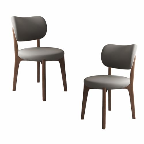 VZXATYOP Modernes Esszimmerstuhl-Set Mit Dicken Kissen, Küchen-Esszimmerstühle Mit Holzbeinen for Wohnzimmer(Dark Gray+Dark Walnut Legs,Set of 2) von VZXATYOP