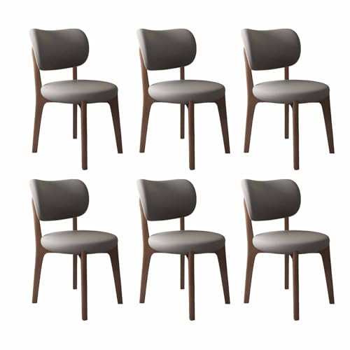 VZXATYOP Modernes Esszimmerstuhl-Set Mit Dicken Kissen, Küchen-Esszimmerstühle Mit Holzbeinen for Wohnzimmer(Dark Gray+Dark Walnut Legs,Set of 6) von VZXATYOP