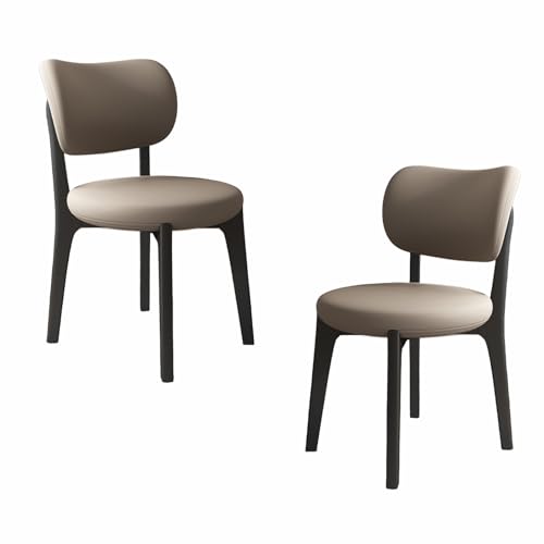 VZXATYOP Modernes Esszimmerstuhl-Set Mit Dicken Kissen, Küchen-Esszimmerstühle Mit Holzbeinen for Wohnzimmer(Dark Khaki+Black Legs,Set of 2) von VZXATYOP